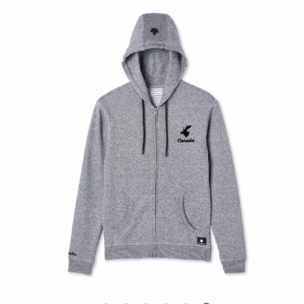 Gender Free Grey Full-Zip Hoodie Sweater with Canada Crest size:2XL